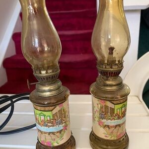 Vintage Oil Table Lamps — Last Supper 9 in tall